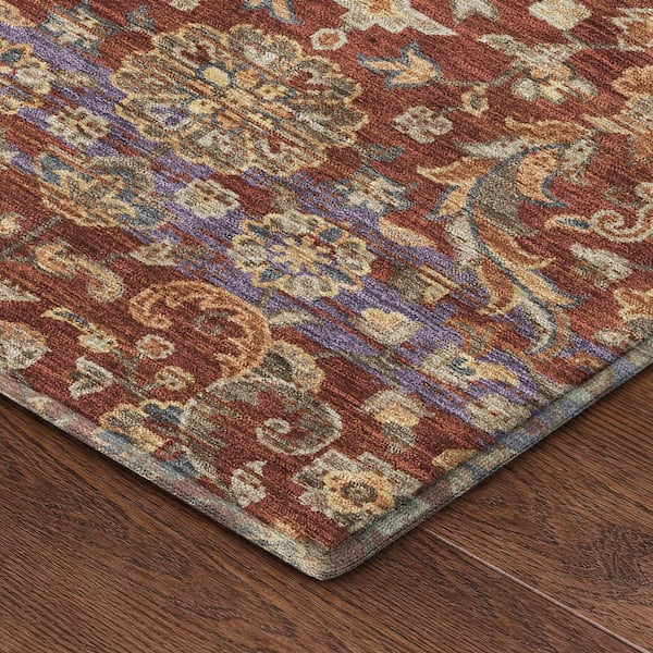Mayfield Premium Machine Washable Abstract AMF2485 Burgundy 5 ft. x 7 ft. 6 in. Area Rug