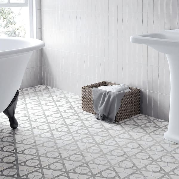 Classico Carrara Hexagon Flow 7 in. x 8 in. Porcelain Floor and Wall Tile (7.5 sq. ft./Case)