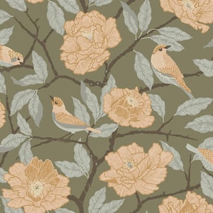 Bernadina Green Rosebush Wallpaper Sample