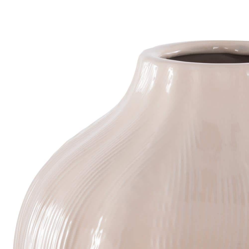 Ivory Ceramic Vase Set with Fluted Detail, 6-10 Inches
