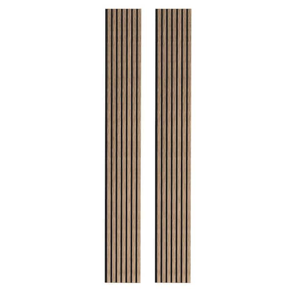 Natural Walnut Wood Slat Panels for Wall Decor, 2-Piece Set, 94.5 x 11 in. 3D Fluted Acoustic Panels