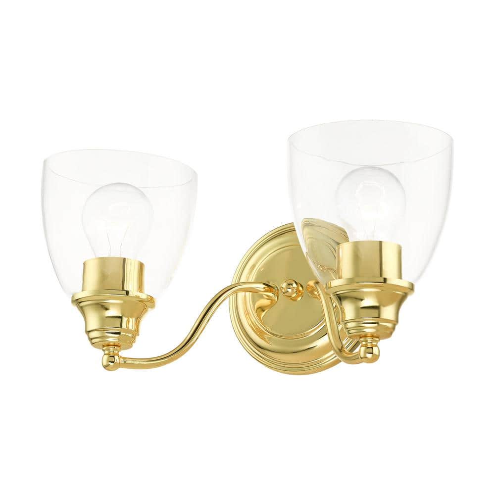 Montgomery Polished Brass 2-Light Vanity Sconce with Hand-Blown Glass