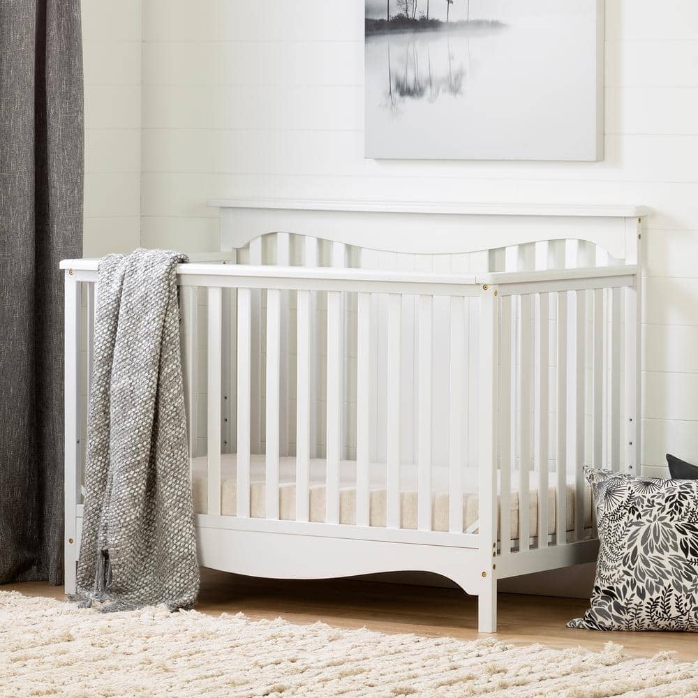 Savannah White Convertible Baby Crib with Toddler Rail