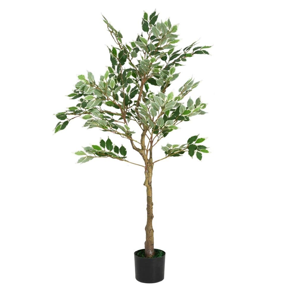 4.3 ft. Artificial Ficus Tree with Pot, Realistic Faux Ficus Plant for Living Room, Office, Entryway or Lobby Decor