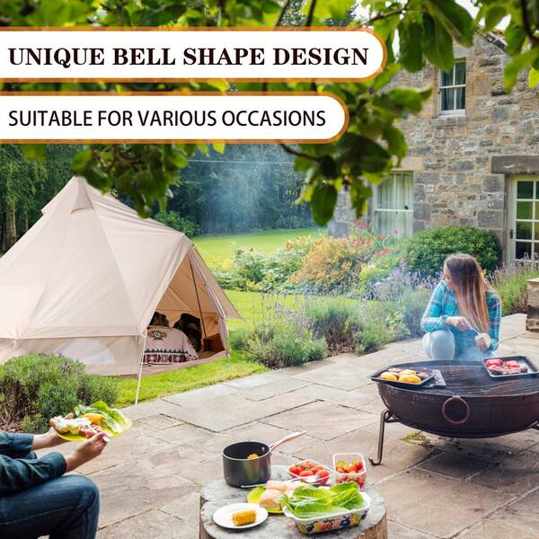 GARSING 10 ft. x 10 ft. Metal Bell Tent in Khaki 100% Cotton LD-CBT3M-W1 GARSING 10 ft. x 10 ft. Metal Bell Tent in Khaki 100% Cotton LD-CBT3M-W1
