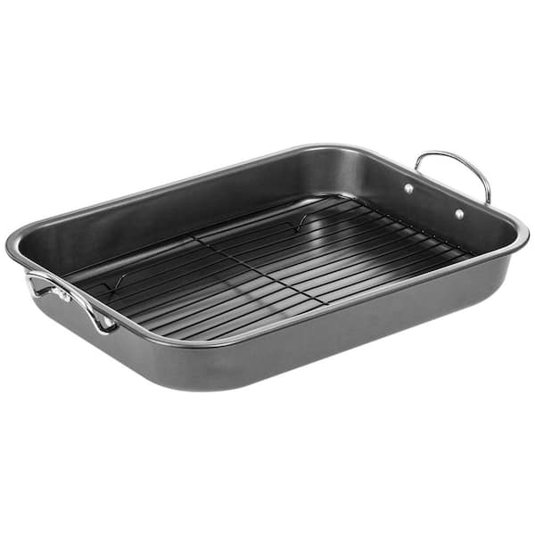 LEXI HOME 15 in. Non-Stick Carbon Steel Roasting Pan with Rack