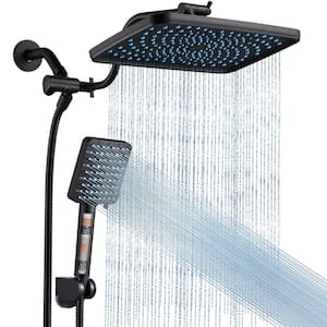 Rainfull Two-in-One 6-Spray 12 in. Dual Wall Mount filtered Shower Head Fixed and Handheld Shower Head 1.8 GPM in Black