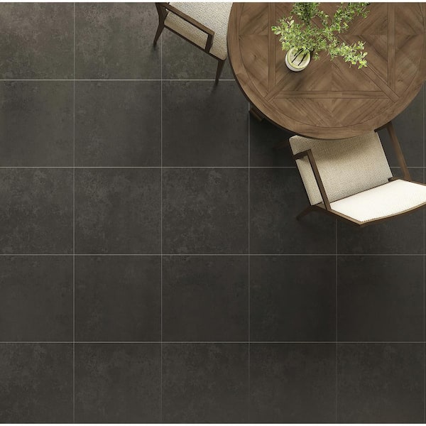 Black 24 in. x 24 in. Melange Italian Porcelain Tile Sample