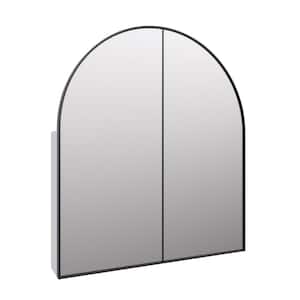 Aria 30 in. x 34 in. x 5 in. in. Arched Recessed Medicine Cabinet in Black with Mirror