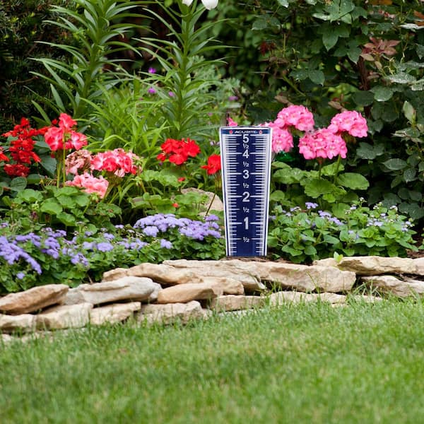  AcuRite Digital Weather Forecaster with Indoor/Outdoor  Temperature, Humidity, and Moon Phase (00829) & 5 Capacity Easy-to-Read  Magnifying Acrylic, Blue (00850A2) Rain Gauge : Patio, Lawn & Garden