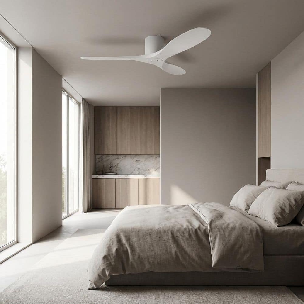 Maverick Smart 52 in. Hugger Matte White Indoor/Outdoor Modern Ceiling Fan with Remote Included price history on PriceWatchPro