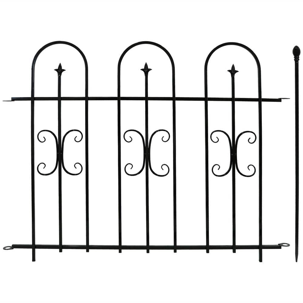 Black Iron Decorative Garden Border Fence Panels Set