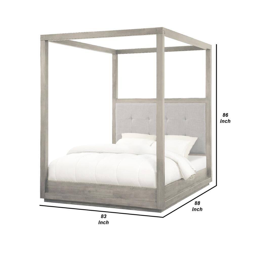Kim Gray Wood Frame King Size Platform Bed - thumbnail 5