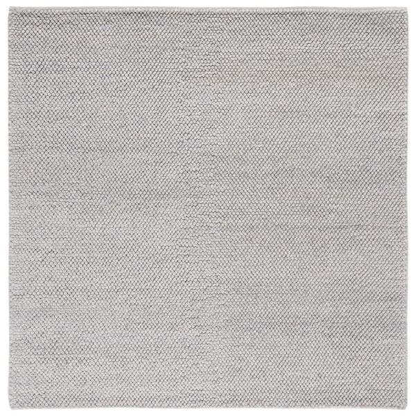 Natura 4 ft. x 4 ft. Silver Textured Solid Square Area Rug