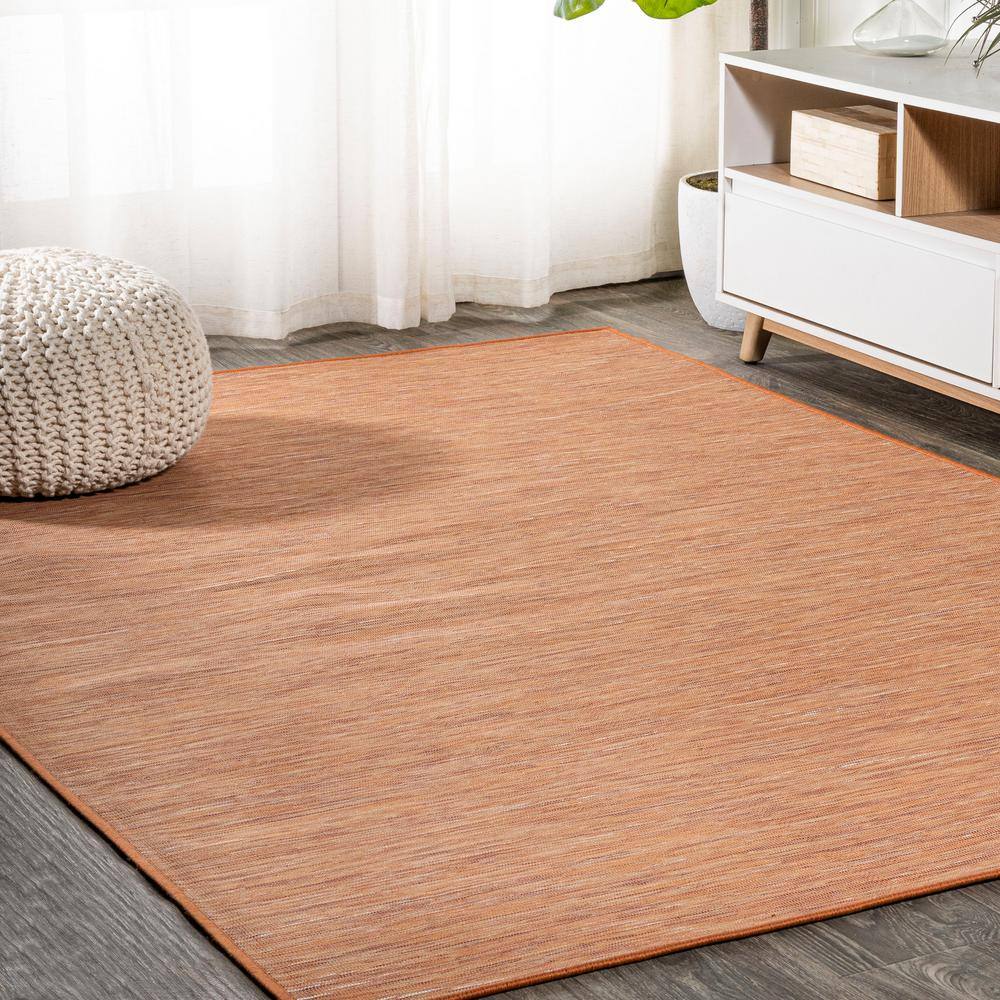 Ethan Modern Flatweave Orange Synthetic 8' x 10' Area Rug