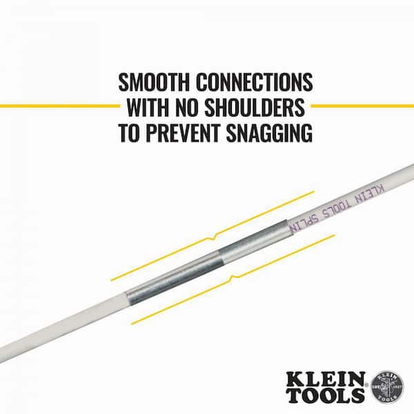 Klein Tools 50303 30-Foot Lo-Flex Glow Fish Rod Set, (6) 5-Inch Fiberglass  Rods, Adapter, Bullet Nose, Illuminated Tip, Splinter Guard Coating 