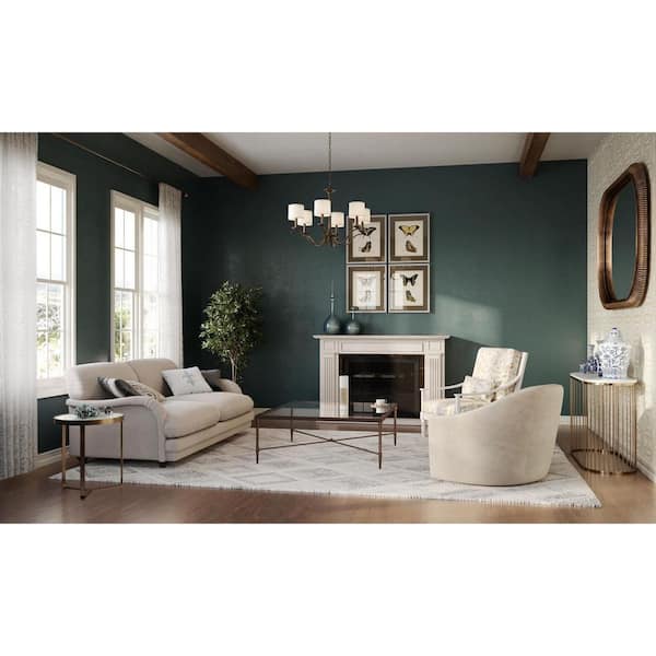 Inspire Collection 6-Light Antique Bronze White Linen Shade Traditional Empire Chandelier Light