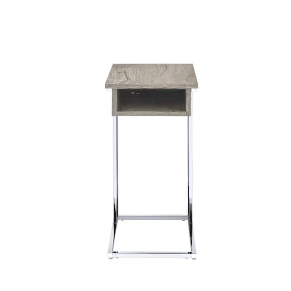 Acme Furniture Hamlin Gray Oak and Chrome Side Table