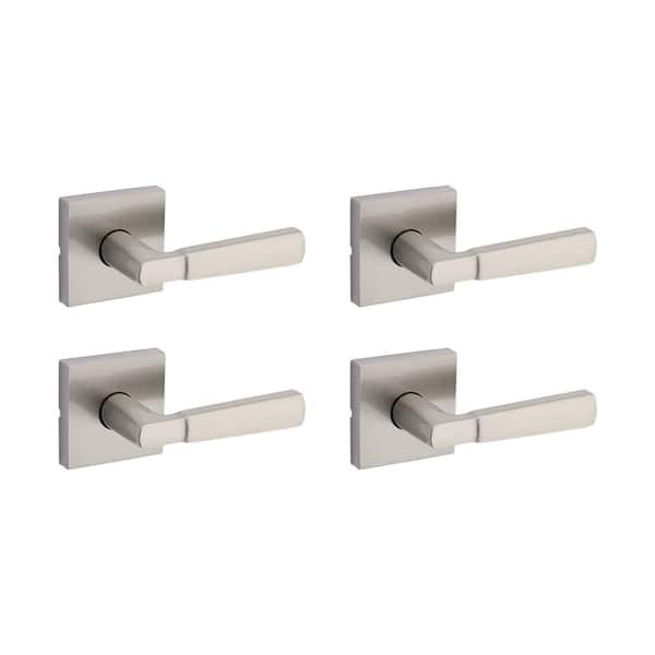 Perth Satin Nickel Reversible Square Straight Hall/Closet Door Handle 4-Pack