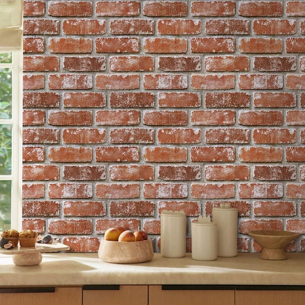 10-Pack 12 in. x 12 in. Orange Red 3D Faux Brick Wall Panel, Peel and Stick PVC Brick Paneling, Brick Backsplash