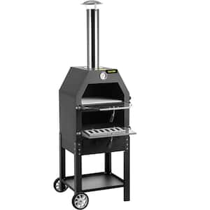 12 in. Stand Pizza Oven with Casters Pellet and Chips and Charcoal and Firewood 4 Fuel Outdoor Pizza Oven Baked Grill