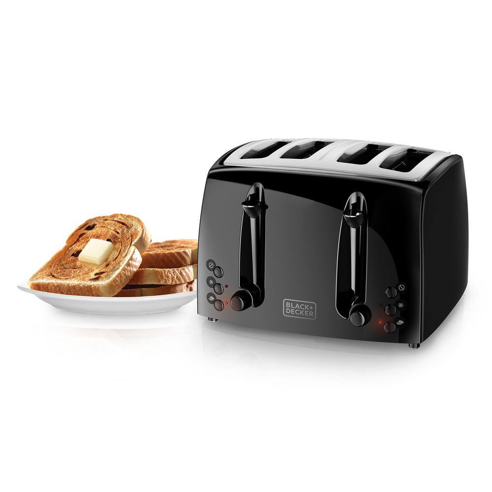 BLACK+DECKER BLACK+DECKER 4-Slice Toaster, TR1410BD, Extra-Wide, 7 Shade Settings, Crumb Trays, Gloss Black