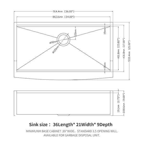 Dueyeeri - 36 in. Farmhouse Single Bowl 16-Gauge Brushed Nickel Stainless Steel Kitchen Sink with Workstation