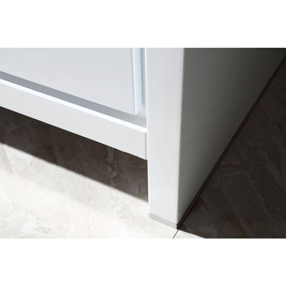 Modern Glossy White 36" Plywood Vanity Set with Ceramic Top & Mirror