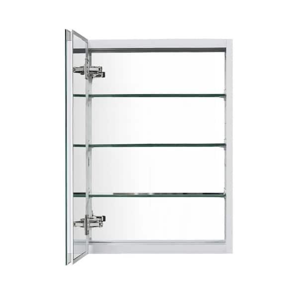 Satico 19 in. W x 30 in. H Rectangular White Aluminum Recessed/Surface Mount Medicine Cabinet with Mirror