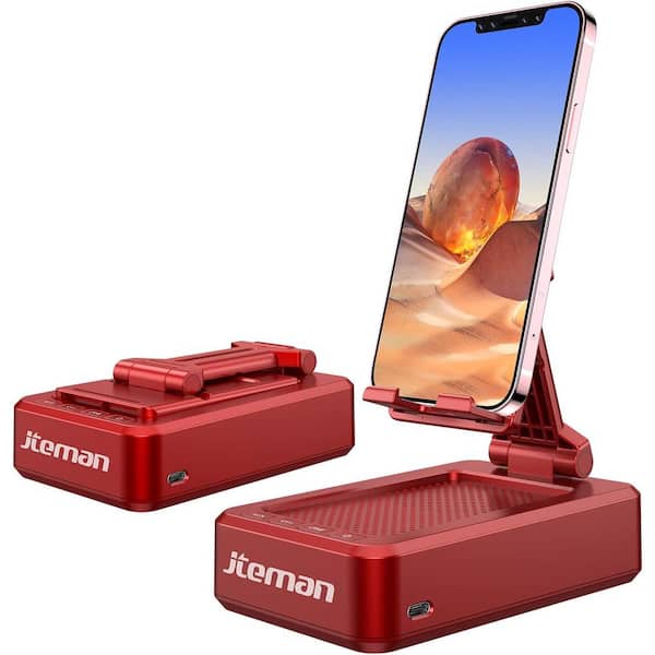 Portable Wireless Bluetooth Speaker with Phone Stand, Gifts for Women Men, Compatible for iPhone/Samsung/Mini iPad, Red