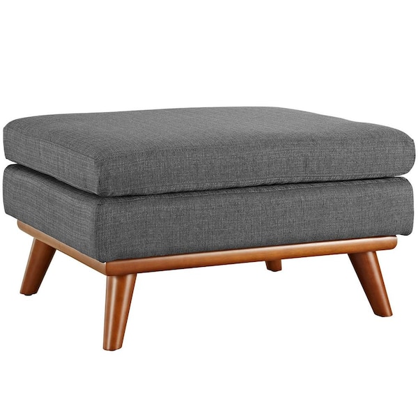 MODWAY Gray Engage Upholstered Fabric Ottoman