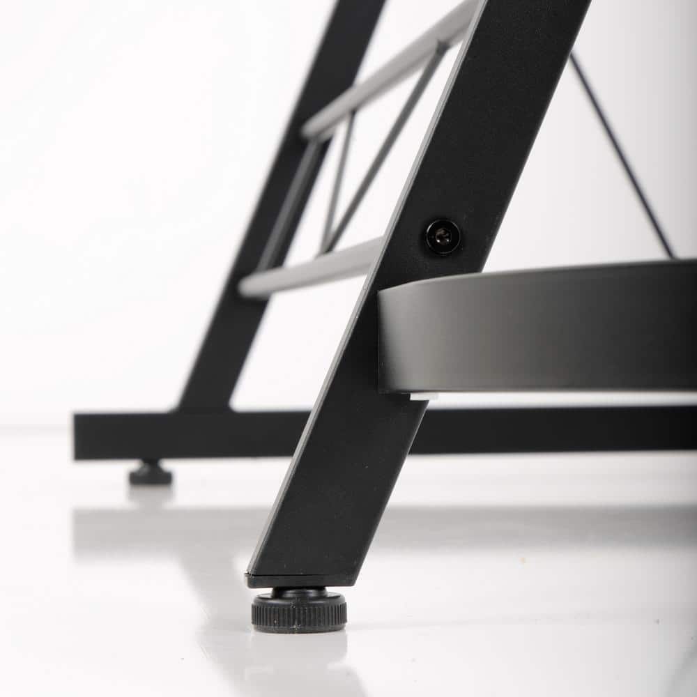Sewn Oak Laminate and Black Steel L-Shape Home Office Desk