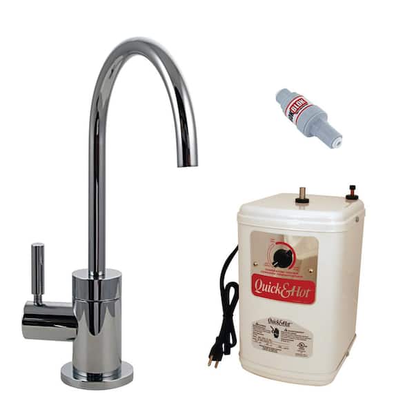 Westbrass 9.5 in. Contemporary 1-Lever Handle Hot Water Dispenser Faucet with Instant Heating Tank, Polished Chrome