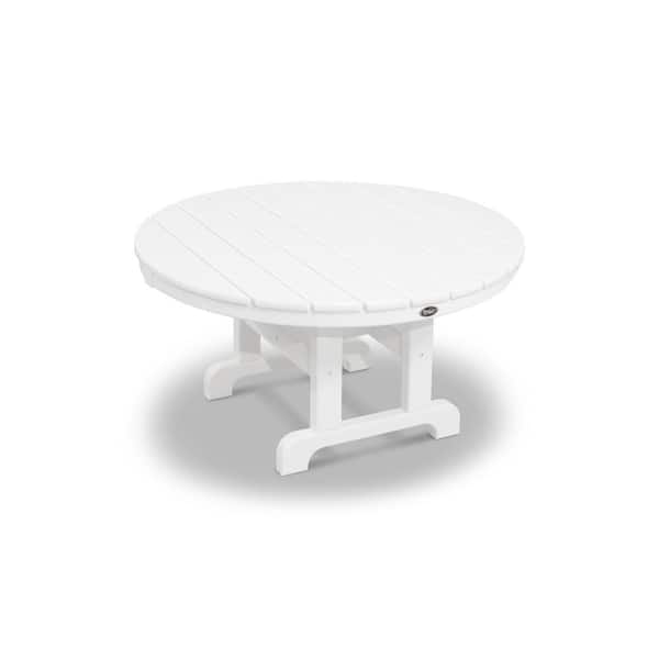 Trex Outdoor Furniture Cape Cod 36 in. Classic White Round Plastic Outdoor Patio Coffee Table