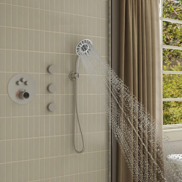 1-Spray Wall Mount Handheld Shower Head 2.5 GPM with Digital Display in Brushed Nickel