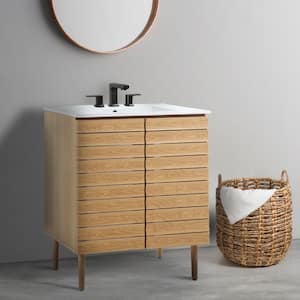 Aubert 30 in. W x 18 in. D x 33 in. H 2-Shelf Bath Vanity Cabinet without Top (Sink Basin not Included), Oak
