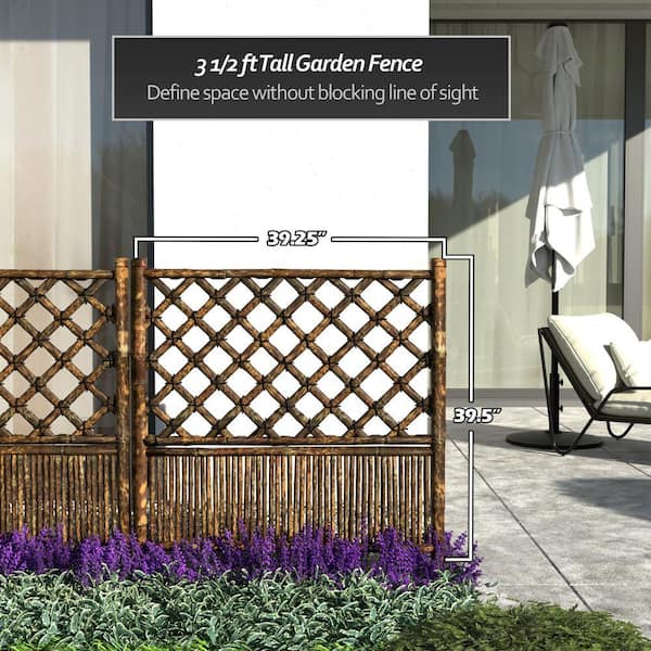 RED LANTERN Bamboo Garden Fence Hoshi Zen Panel - Burnt WD20483B