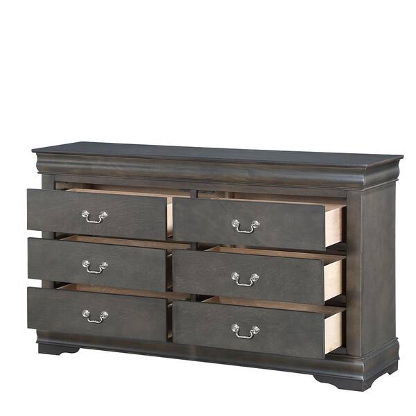 louis philippe dresser grey Furniture of America Louis Philippe FM7866GY-D Dresser