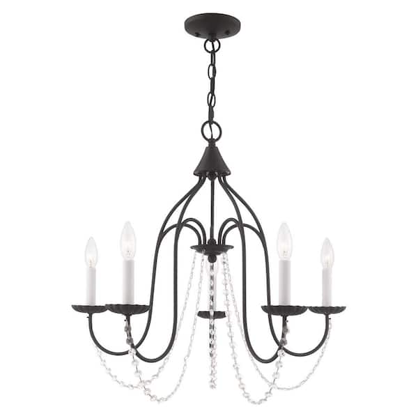 AVIANCE LIGHTING Marlowe 5-Light Black Chandelier with Clear Crystals