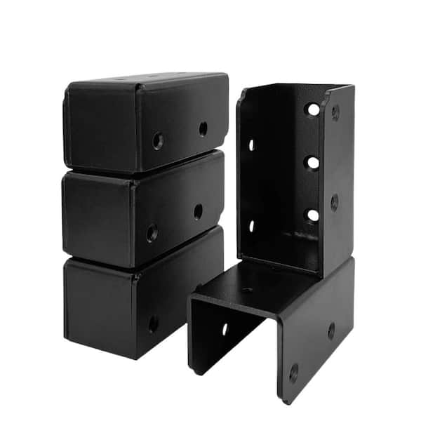 Deck Railing Bracket Connectors U-Shaped Steel Matte Black for 2x4 Wood Handrail with Hardware 12 Pack