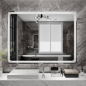 30 in. W x 40 in. H Large Rectangular Frameless LED Light Wall Bathroom Vanity Mirror in Silver