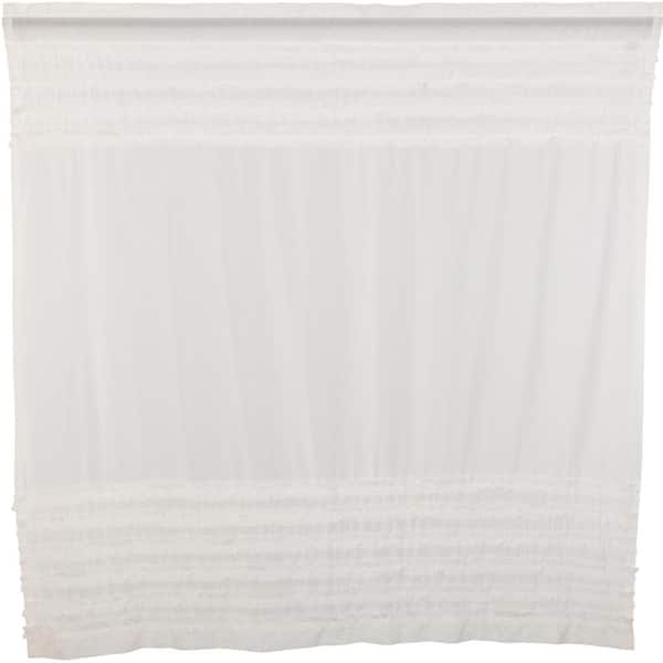 VHC Brands White Ruffled 72 in Sheer Petticoat Shower Curtain