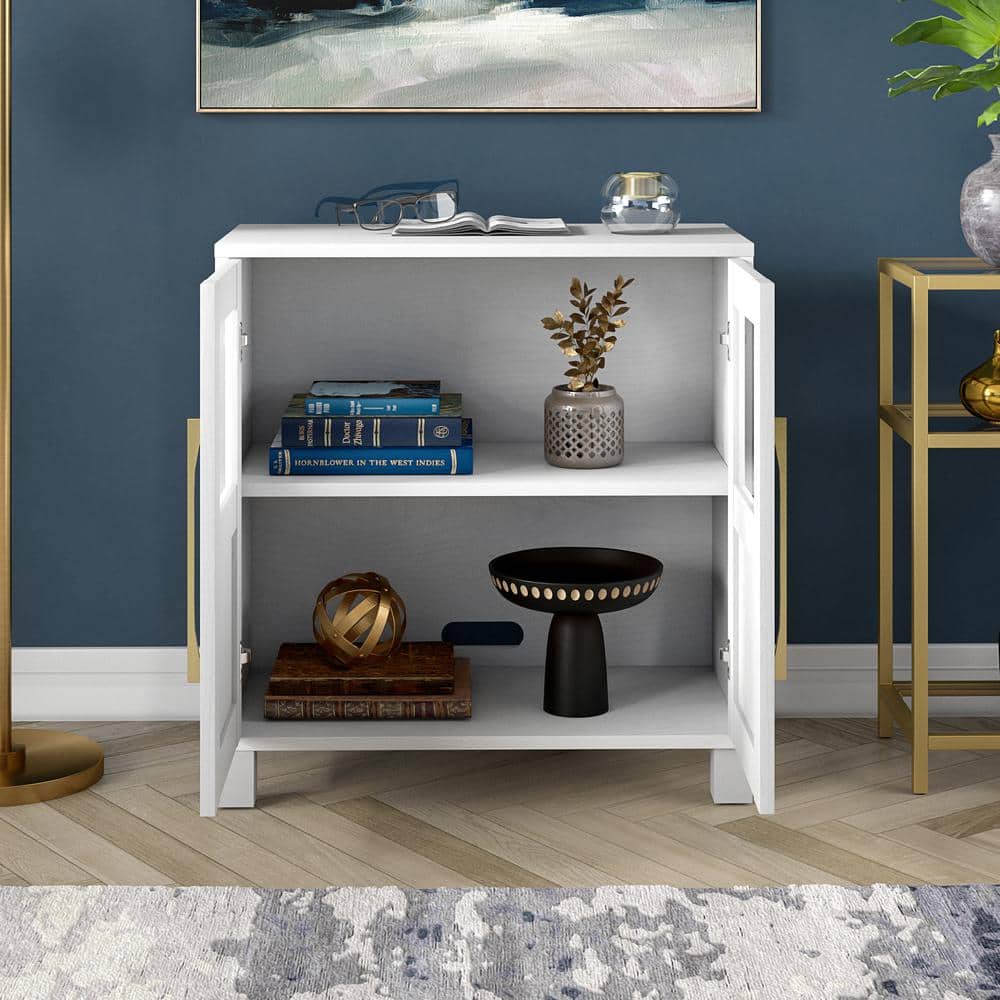 White MDF Freestanding Office Cabinet with Adjustable Shelving