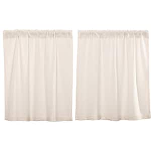 Burlap Antique White 36 in. W x 36 in. L Cotton Light Filtering Rod Pocket Curtain Window Panel Pair