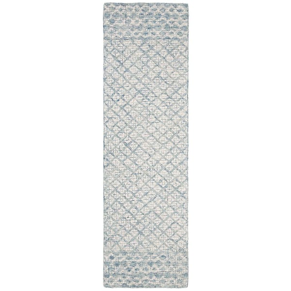 SAFAVIEH Abstract Blue/Ivory 2 ft. x 10 ft. Geometric Distressed Runner Rug