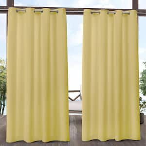 Biscayne Butter Solid Light Filtering Grommet Top Indoor/Outdoor Curtain, 54 in. W x 108 in. L (Set of 2)