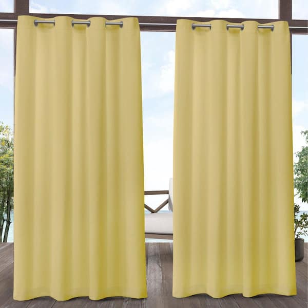 Biscayne Butter Solid Light Filtering Grommet Top Indoor/Outdoor Curtain, 54 in. W x 108 in. L (Set of 2)