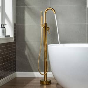 Florence Single-Handle Freestanding Tub Faucet with Hand Shower in Brushed Gold