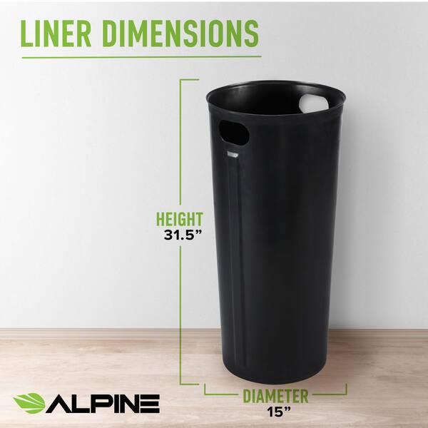 Alpine Industries 54 Gal. Black Stainless Steel Recycling and