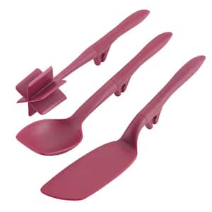 Tools and Gadgets Lazy Crush & Chop, Flexi Turner, and Scraping Spoon Set, Burgundy